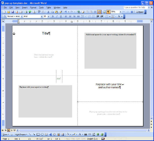 pop-up card template for MS Word